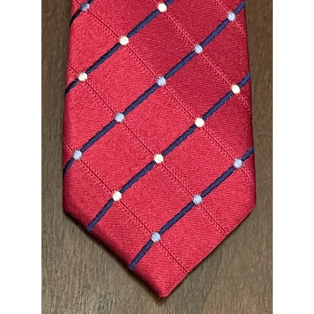 Geoffrey Beene Red Blue 100% Silk Men’s Neck Tie Made In China